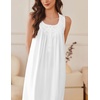 image:imageEkouaer Nightgowns for Women Cotton Long Night Gown Sleeveless Sleep Dress Victorian Nightdress Ladies SleepwearWhite