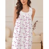 image:imageEkouaer Nightgowns for Women Cotton Long Night Gown Sleeveless Sleep Dress Victorian Nightdress Ladies SleepwearWhite Pink Line Florals
