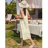 image:imageEkouaer Nightgowns for Women Cotton Long Night Gown Sleeveless Sleep Dress Victorian Nightdress Ladies SleepwearYellow Green Leaf