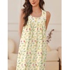 image:imageEkouaer Nightgowns for Women Cotton Long Night Gown Sleeveless Sleep Dress Victorian Nightdress Ladies SleepwearYellow Green Leaf
