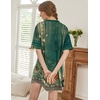 image:imageEkouaer Nightgowns for Women Cotton Night Gown Short Sleeve Sleepwear V Neck Color Block Sleep Shirts Ladies Night ShirtsBgreen Flower