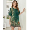 image:imageEkouaer Nightgowns for Women Cotton Night Gown Short Sleeve Sleepwear V Neck Color Block Sleep Shirts Ladies Night ShirtsBgreen Flower