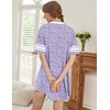 image:imageEkouaer Nightgowns for Women Cotton Night Gown Short Sleeve Sleepwear V Neck Color Block Sleep Shirts Ladies Night ShirtsBpurple Floral