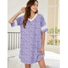 image:imageEkouaer Nightgowns for Women Cotton Night Gown Short Sleeve Sleepwear V Neck Color Block Sleep Shirts Ladies Night ShirtsBpurple Floral