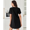 image:imageEkouaer Nightgowns for Women Cotton Night Gowns Pleated Nightshirts Henley V Neck Sleepshirts Short Sleeve SleepwearBlack