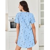 image:imageEkouaer Nightgowns for Women Cotton Night Gowns Pleated Nightshirts Henley V Neck Sleepshirts Short Sleeve SleepwearBlue Star  Moon