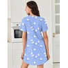 image:imageEkouaer Nightgowns for Women Cotton Night Gowns Pleated Nightshirts Henley V Neck Sleepshirts Short Sleeve SleepwearLight Blue White Birds