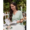 image:imageEkouaer Nightgowns for Women Cotton Night Gowns Pleated Nightshirts Henley V Neck Sleepshirts Short Sleeve SleepwearLight Green