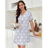 image:imageEkouaer Nightgowns for Women Cotton Night Gowns Pleated Nightshirts Henley V Neck Sleepshirts Short Sleeve SleepwearLight Grey Stars