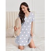 image:imageEkouaer Nightgowns for Women Cotton Night Gowns Pleated Nightshirts Henley V Neck Sleepshirts Short Sleeve SleepwearLight Grey Stars