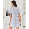 image:imageEkouaer Nightgowns for Women Cotton Night Gowns Pleated Nightshirts Henley V Neck Sleepshirts Short Sleeve SleepwearLight Grey Stars