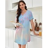 image:imageEkouaer Nightgowns for Women Cotton Night Gowns Pleated Nightshirts Henley V Neck Sleepshirts Short Sleeve SleepwearPink  Yellow Tie Dye
