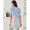 image:imageEkouaer Nightgowns for Women Cotton Night Gowns Pleated Nightshirts Henley V Neck Sleepshirts Short Sleeve SleepwearPink  Yellow Tie Dye