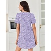 image:imageEkouaer Nightgowns for Women Cotton Night Gowns Pleated Nightshirts Henley V Neck Sleepshirts Short Sleeve SleepwearPurple  Blue Dots