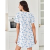 image:imageEkouaer Nightgowns for Women Cotton Night Gowns Pleated Nightshirts Henley V Neck Sleepshirts Short Sleeve SleepwearWhite Blue Florals