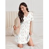 image:imageEkouaer Nightgowns for Women Cotton Night Gowns Pleated Nightshirts Henley V Neck Sleepshirts Short Sleeve SleepwearWhite Pink  Lilac Florals