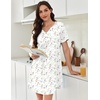 image:imageEkouaer Nightgowns for Women Cotton Night Gowns Pleated Nightshirts Henley V Neck Sleepshirts Short Sleeve SleepwearWhite Pink  Lilac Florals