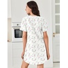 image:imageEkouaer Nightgowns for Women Cotton Night Gowns Pleated Nightshirts Henley V Neck Sleepshirts Short Sleeve SleepwearWhite Pink  Lilac Florals