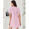 image:imageEkouaer Nightgowns for Women Cotton Night Gowns Pleated Nightshirts Henley V Neck Sleepshirts Short Sleeve SleepwearWhite Pink Florals