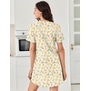image:imageEkouaer Nightgowns for Women Cotton Night Gowns Pleated Nightshirts Henley V Neck Sleepshirts Short Sleeve SleepwearYellow Red Florals