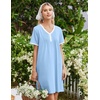 image:imageEkouaer Nightgowns for Women Cotton Night Gowns Short Sleeve Moo Moos Button House Dress V Neck Sleepshirts Soft SleepwearBlue