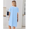 image:imageEkouaer Nightgowns for Women Cotton Night Gowns Short Sleeve Moo Moos Button House Dress V Neck Sleepshirts Soft SleepwearBlue