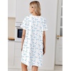 image:imageEkouaer Nightgowns for Women Cotton Night Gowns Short Sleeve Moo Moos Button House Dress V Neck Sleepshirts Soft SleepwearBlue Flowers White