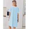 image:imageEkouaer Nightgowns for Women Cotton Night Gowns Short Sleeve Moo Moos Button House Dress V Neck Sleepshirts Soft SleepwearCyan