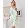 image:imageEkouaer Nightgowns for Women Cotton Night Gowns Short Sleeve Moo Moos Button House Dress V Neck Sleepshirts Soft SleepwearFloral Green