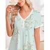 image:imageEkouaer Nightgowns for Women Cotton Night Gowns Short Sleeve Moo Moos Button House Dress V Neck Sleepshirts Soft SleepwearFloral Green