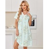 image:imageEkouaer Nightgowns for Women Cotton Night Gowns Short Sleeve Moo Moos Button House Dress V Neck Sleepshirts Soft SleepwearFloral Green