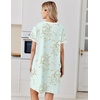 image:imageEkouaer Nightgowns for Women Cotton Night Gowns Short Sleeve Moo Moos Button House Dress V Neck Sleepshirts Soft SleepwearFloral Green