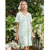 image:imageEkouaer Nightgowns for Women Cotton Night Gowns Short Sleeve Moo Moos Button House Dress V Neck Sleepshirts Soft SleepwearFloral Green