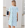 image:imageEkouaer Nightgowns for Women Cotton Night Gowns Short Sleeve Moo Moos Button House Dress V Neck Sleepshirts Soft SleepwearFloral Light Blue