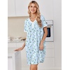image:imageEkouaer Nightgowns for Women Cotton Night Gowns Short Sleeve Moo Moos Button House Dress V Neck Sleepshirts Soft SleepwearFloral Light Blue