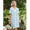 image:imageEkouaer Nightgowns for Women Cotton Night Gowns Short Sleeve Moo Moos Button House Dress V Neck Sleepshirts Soft SleepwearFloral Light Blue