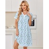 image:imageEkouaer Nightgowns for Women Cotton Night Gowns Short Sleeve Moo Moos Button House Dress V Neck Sleepshirts Soft SleepwearFloral Light Blue