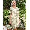 image:imageEkouaer Nightgowns for Women Cotton Night Gowns Short Sleeve Moo Moos Button House Dress V Neck Sleepshirts Soft SleepwearFloral Light Yellow