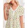 image:imageEkouaer Nightgowns for Women Cotton Night Gowns Short Sleeve Moo Moos Button House Dress V Neck Sleepshirts Soft SleepwearFloral Light Yellow
