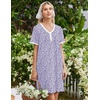 image:imageEkouaer Nightgowns for Women Cotton Night Gowns Short Sleeve Moo Moos Button House Dress V Neck Sleepshirts Soft SleepwearFloral Purple
