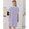 image:imageEkouaer Nightgowns for Women Cotton Night Gowns Short Sleeve Moo Moos Button House Dress V Neck Sleepshirts Soft SleepwearFloral Purple