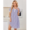 image:imageEkouaer Nightgowns for Women Cotton Night Gowns Short Sleeve Moo Moos Button House Dress V Neck Sleepshirts Soft SleepwearFloral Purple