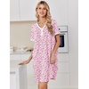 image:imageEkouaer Nightgowns for Women Cotton Night Gowns Short Sleeve Moo Moos Button House Dress V Neck Sleepshirts Soft SleepwearFlowers Pink