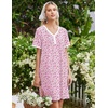 image:imageEkouaer Nightgowns for Women Cotton Night Gowns Short Sleeve Moo Moos Button House Dress V Neck Sleepshirts Soft SleepwearFlowers Pink