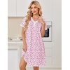 image:imageEkouaer Nightgowns for Women Cotton Night Gowns Short Sleeve Moo Moos Button House Dress V Neck Sleepshirts Soft SleepwearFlowers Pink