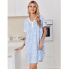 image:imageEkouaer Nightgowns for Women Cotton Night Gowns Short Sleeve Moo Moos Button House Dress V Neck Sleepshirts Soft SleepwearLittle Flowers Blue