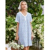 image:imageEkouaer Nightgowns for Women Cotton Night Gowns Short Sleeve Moo Moos Button House Dress V Neck Sleepshirts Soft SleepwearLittle Flowers Blue