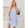 image:imageEkouaer Nightgowns for Women Cotton Night Gowns Short Sleeve Moo Moos Button House Dress V Neck Sleepshirts Soft SleepwearLittle Flowers Blue