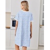 image:imageEkouaer Nightgowns for Women Cotton Night Gowns Short Sleeve Moo Moos Button House Dress V Neck Sleepshirts Soft SleepwearLittle Flowers Blue