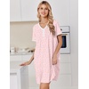 image:imageEkouaer Nightgowns for Women Cotton Night Gowns Short Sleeve Moo Moos Button House Dress V Neck Sleepshirts Soft SleepwearLittle Flowers Pink